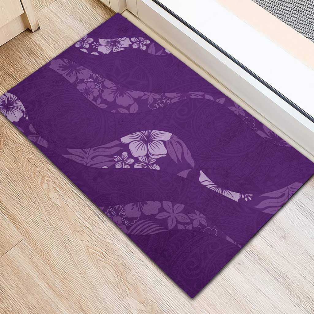 Aloha Hawaii Floral Tapa Rubber Doormat Patchwork Violet LT7 - Polynesian Pride