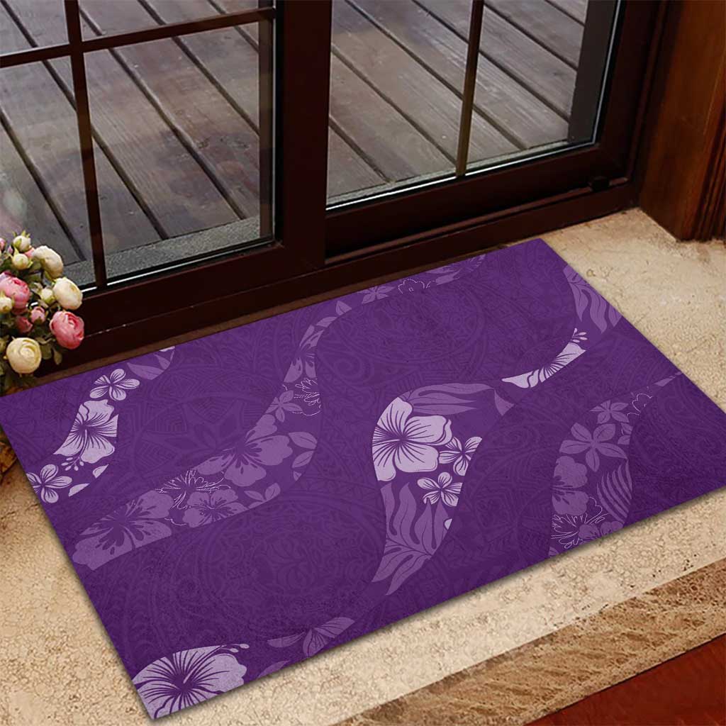 Aloha Hawaii Floral Tapa Rubber Doormat Patchwork Violet LT7 - Polynesian Pride