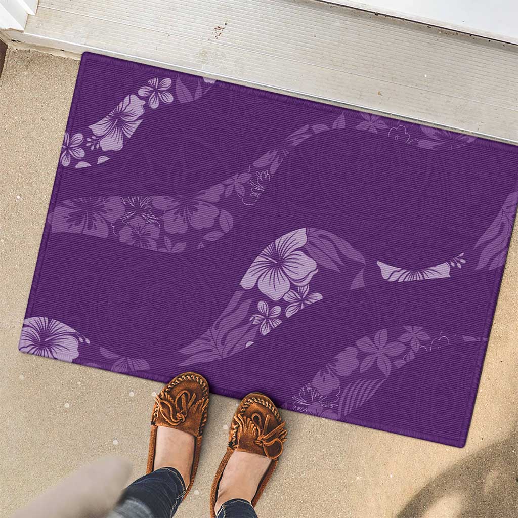 Aloha Hawaii Floral Tapa Rubber Doormat Patchwork Violet LT7 - Polynesian Pride