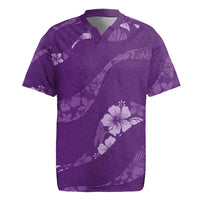 Aloha Hawaii Floral Tapa Rugby Jersey Patchwork Violet LT7 Violet - Polynesian Pride