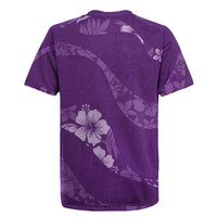 Aloha Hawaii Floral Tapa Rugby Jersey Patchwork Violet LT7 - Polynesian Pride