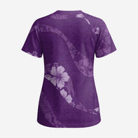 Aloha Hawaii Floral Tapa Scrub Top Patchwork Violet LT7 - Polynesian Pride
