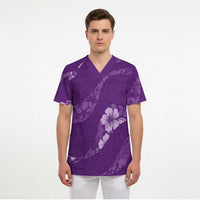 Aloha Hawaii Floral Tapa Scrub Top Patchwork Violet LT7 - Polynesian Pride