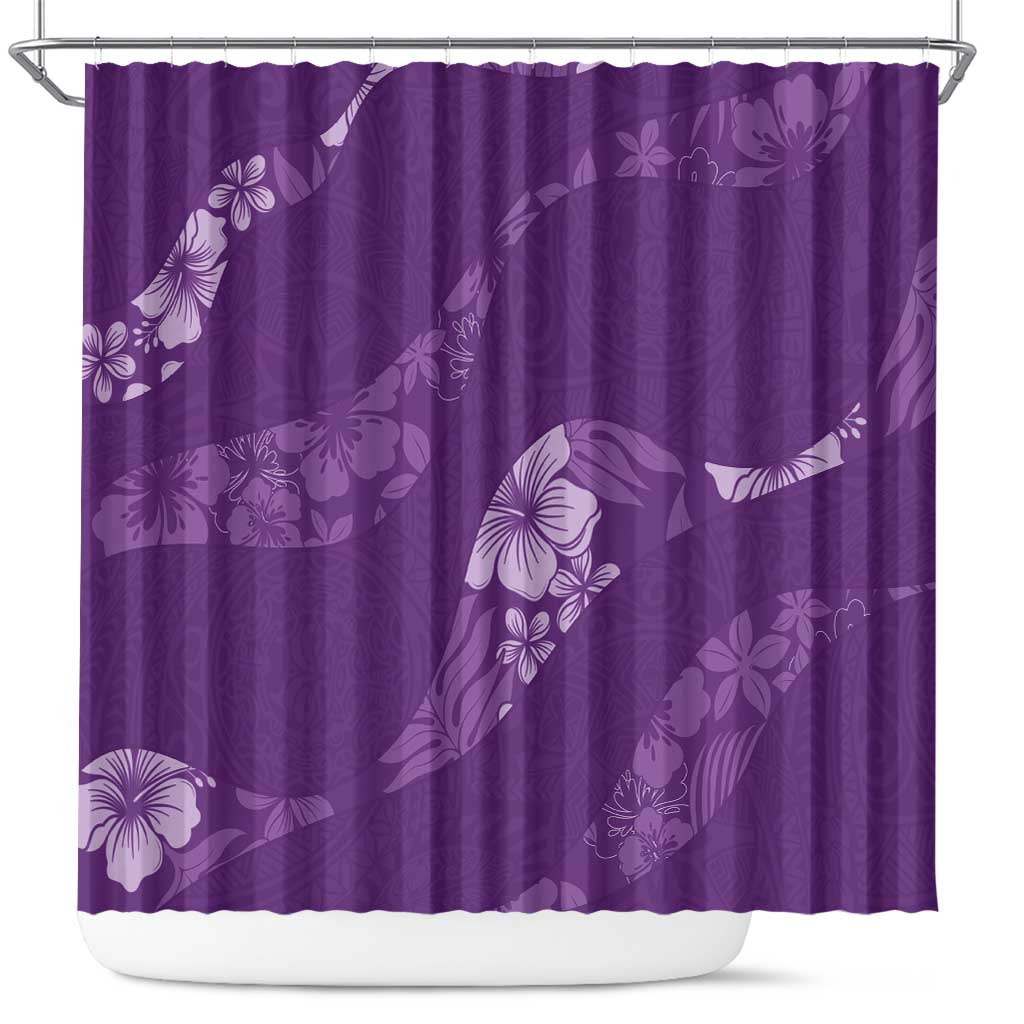 Aloha Hawaii Floral Tapa Shower Curtain Patchwork Violet LT7 Violet - Polynesian Pride