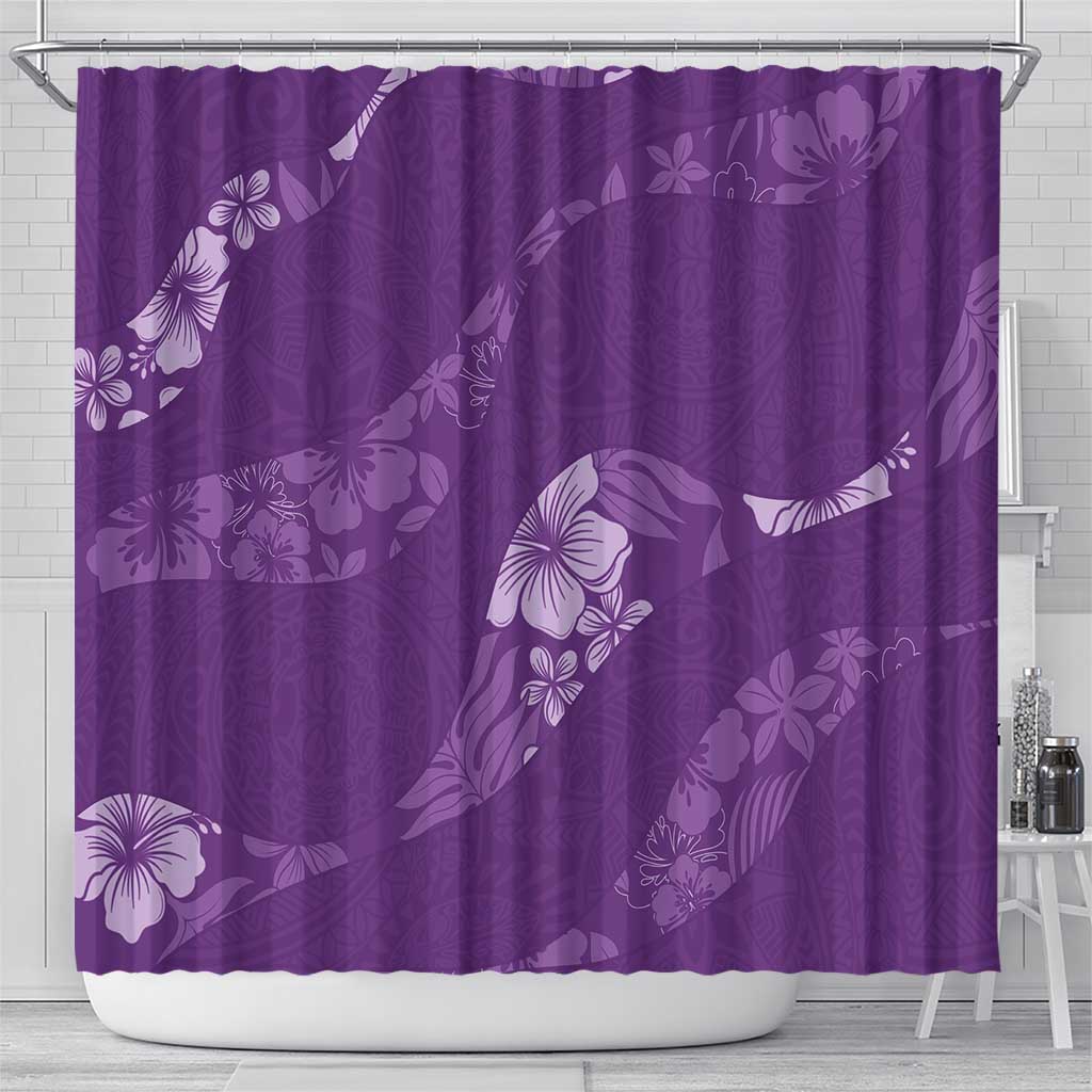Aloha Hawaii Floral Tapa Shower Curtain Patchwork Violet LT7 - Polynesian Pride