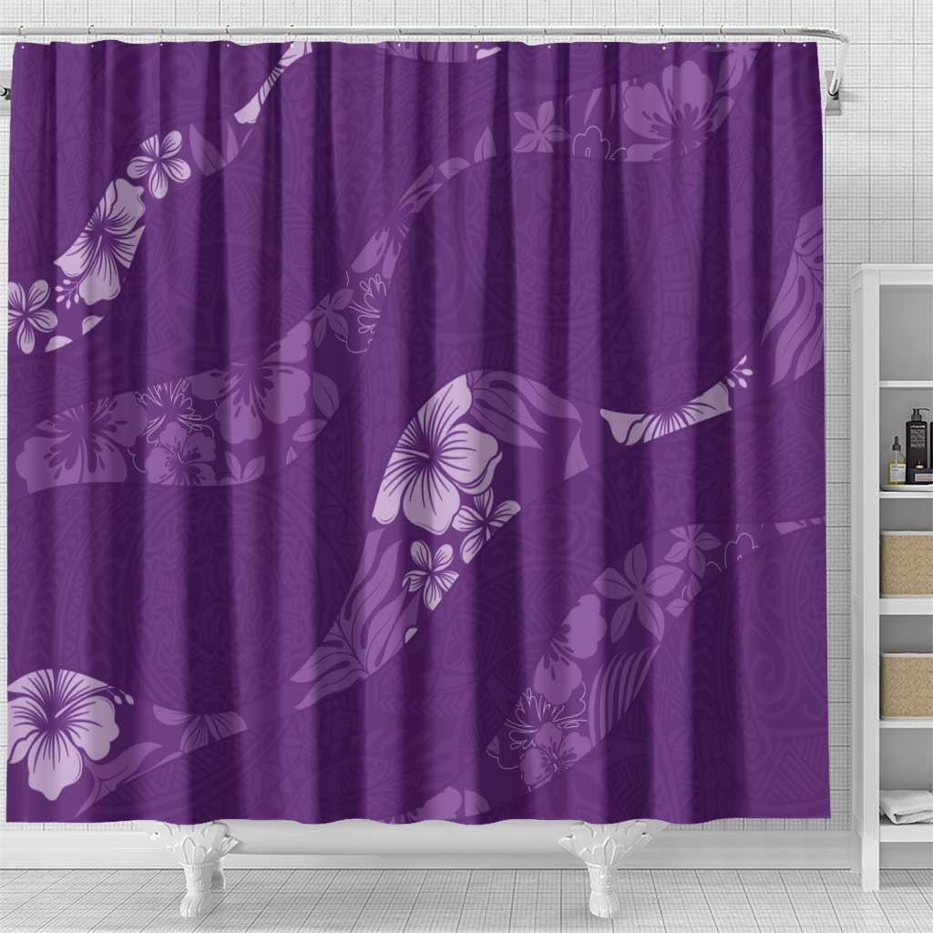 Aloha Hawaii Floral Tapa Shower Curtain Patchwork Violet LT7 - Polynesian Pride