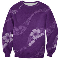 Aloha Hawaii Floral Tapa Sweatshirt Patchwork Violet LT7 Unisex Violet - Polynesian Pride