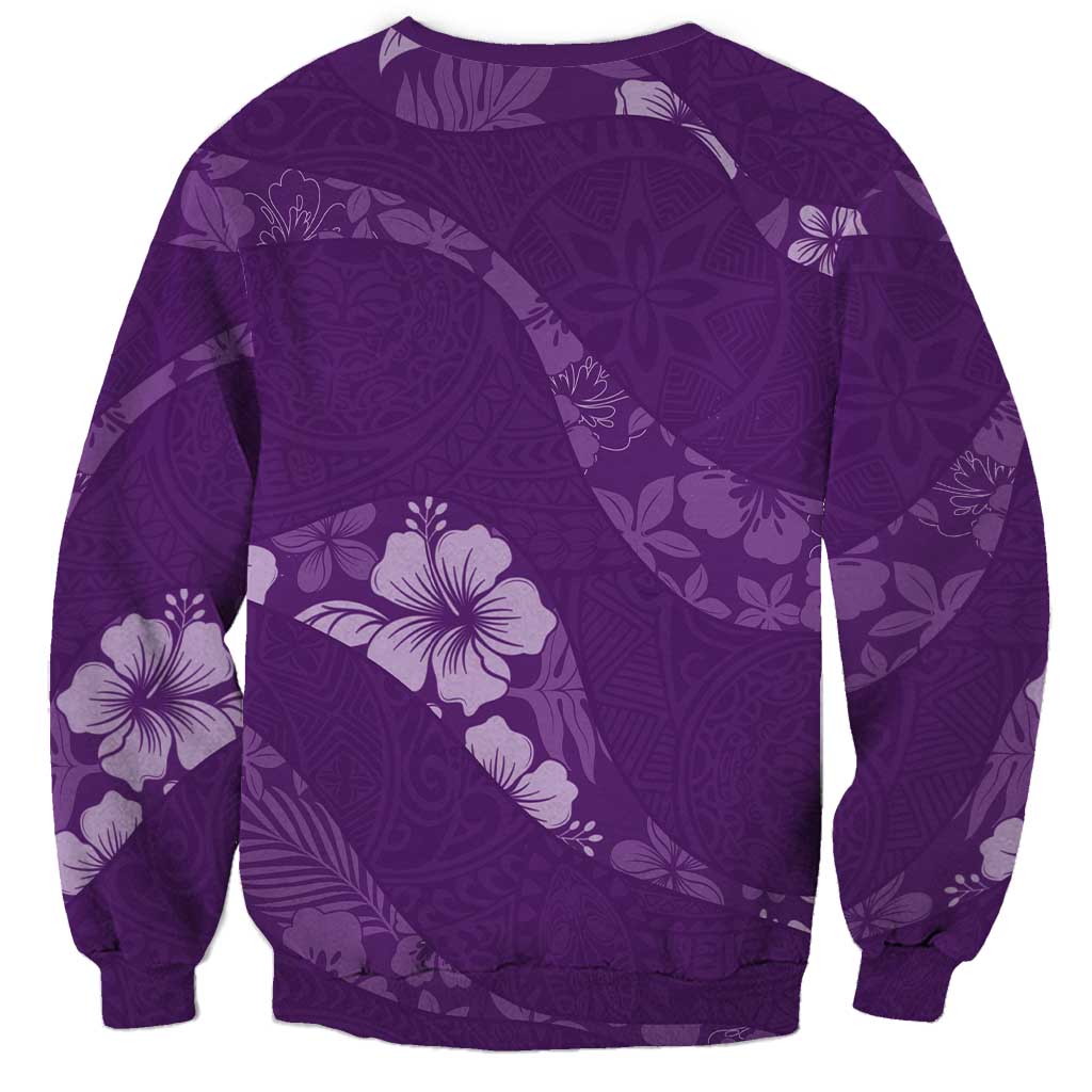 Aloha Hawaii Floral Tapa Sweatshirt Patchwork Violet LT7 - Polynesian Pride