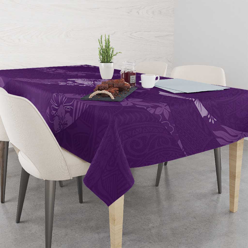 Aloha Hawaii Floral Tapa Tablecloth Patchwork Violet LT7 - Polynesian Pride
