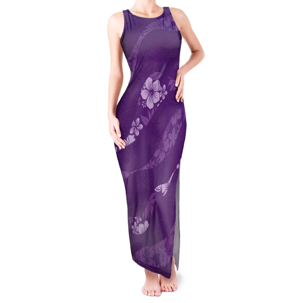 Aloha Hawaii Floral Tapa Tank Maxi Dress Patchwork Violet LT7 Women Violet - Polynesian Pride