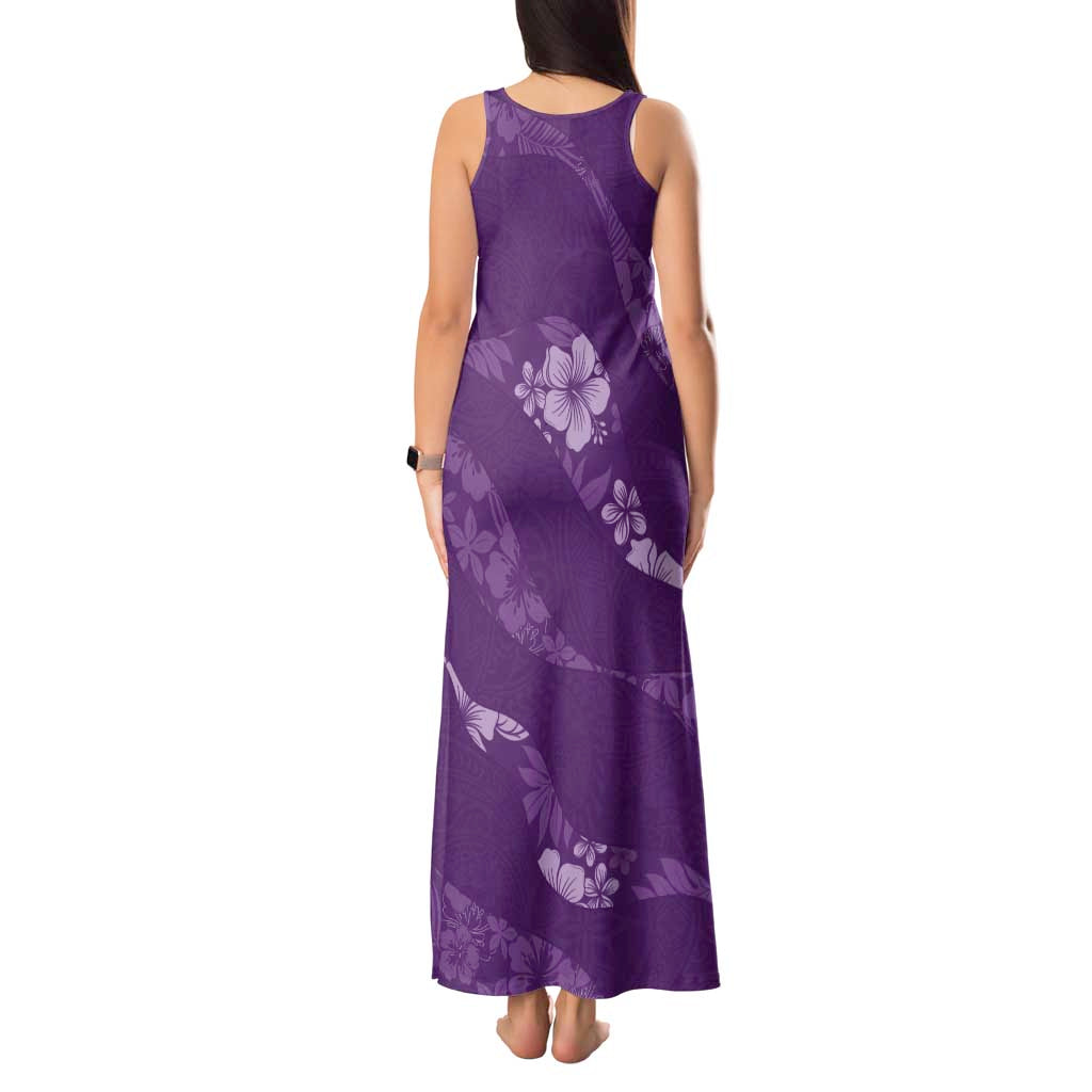 Aloha Hawaii Floral Tapa Tank Maxi Dress Patchwork Violet LT7 - Polynesian Pride