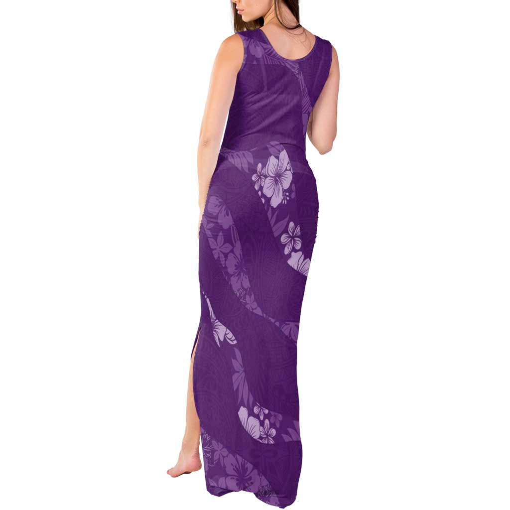 Aloha Hawaii Floral Tapa Tank Maxi Dress Patchwork Violet LT7 - Polynesian Pride