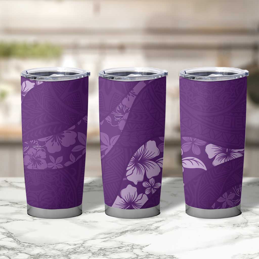 Aloha Hawaii Floral Tapa Tumbler Cup Patchwork Violet LT7 - Polynesian Pride