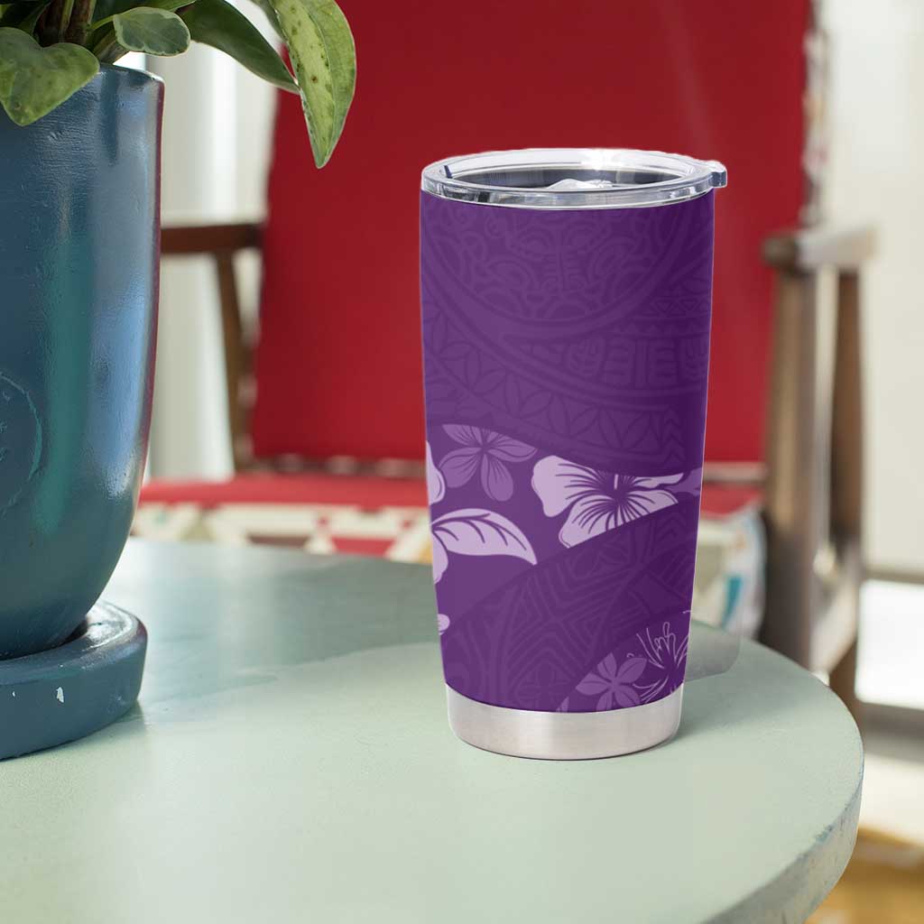 Aloha Hawaii Floral Tapa Tumbler Cup Patchwork Violet LT7 - Polynesian Pride