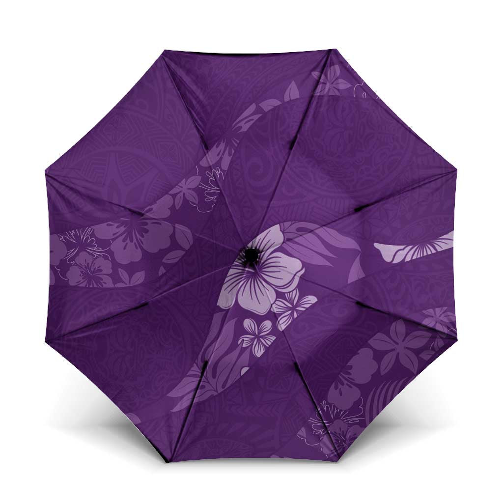Aloha Hawaii Floral Tapa Umbrella Patchwork Violet LT7 One Size Folded 11.42 inch Opened Diameter 37.4 inch Violet - Polynesian Pride