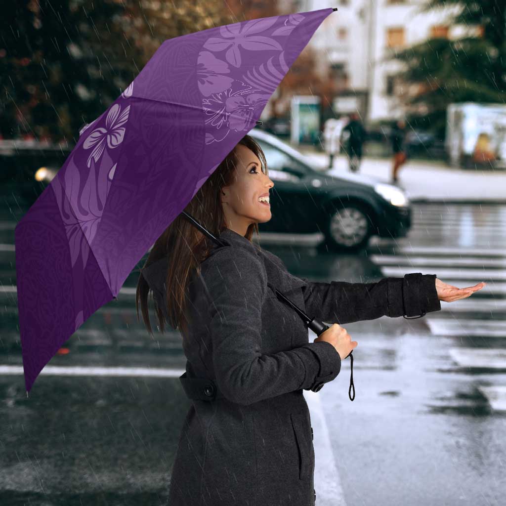 Aloha Hawaii Floral Tapa Umbrella Patchwork Violet LT7 - Polynesian Pride