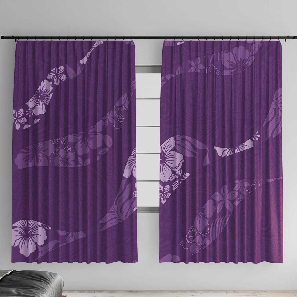 Aloha Hawaii Floral Tapa Window Curtain Patchwork Violet LT7 With Hooks Violet - Polynesian Pride