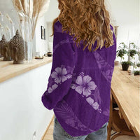 Aloha Hawaii Floral Tapa Women Casual Shirt Patchwork Violet LT7 - Polynesian Pride