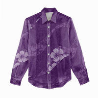 Aloha Hawaii Floral Tapa Women Casual Shirt Patchwork Violet LT7 - Polynesian Pride