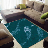Aloha Hawaii Floral Tapa Area Rug Patchwork Teal LT7 - Polynesian Pride