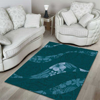 Aloha Hawaii Floral Tapa Area Rug Patchwork Teal LT7 - Polynesian Pride