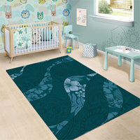 Aloha Hawaii Floral Tapa Area Rug Patchwork Teal LT7 - Polynesian Pride