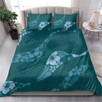Aloha Hawaii Floral Tapa Bedding Set Patchwork Teal LT7 - Polynesian Pride