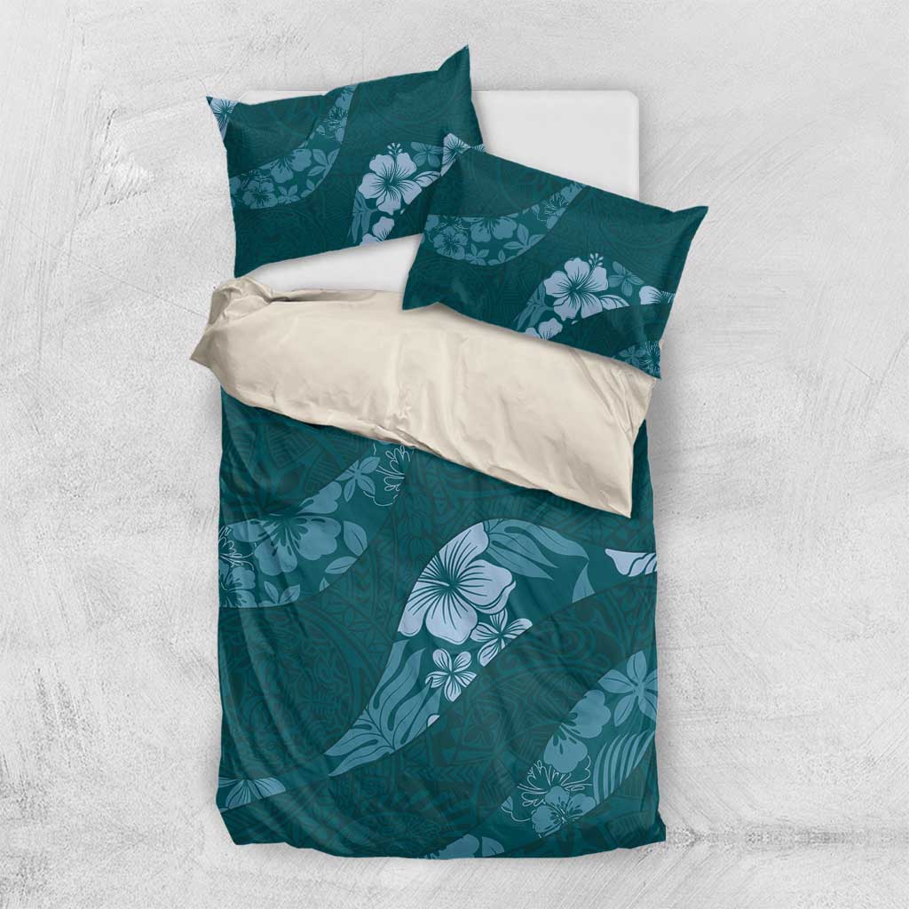 Aloha Hawaii Floral Tapa Bedding Set Patchwork Teal LT7 US Twin 172cm x 218cm Teal - Polynesian Pride