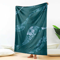 Aloha Hawaii Floral Tapa Blanket Patchwork Teal LT7 - Polynesian Pride