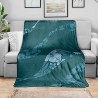 Aloha Hawaii Floral Tapa Blanket Patchwork Teal LT7 - Polynesian Pride