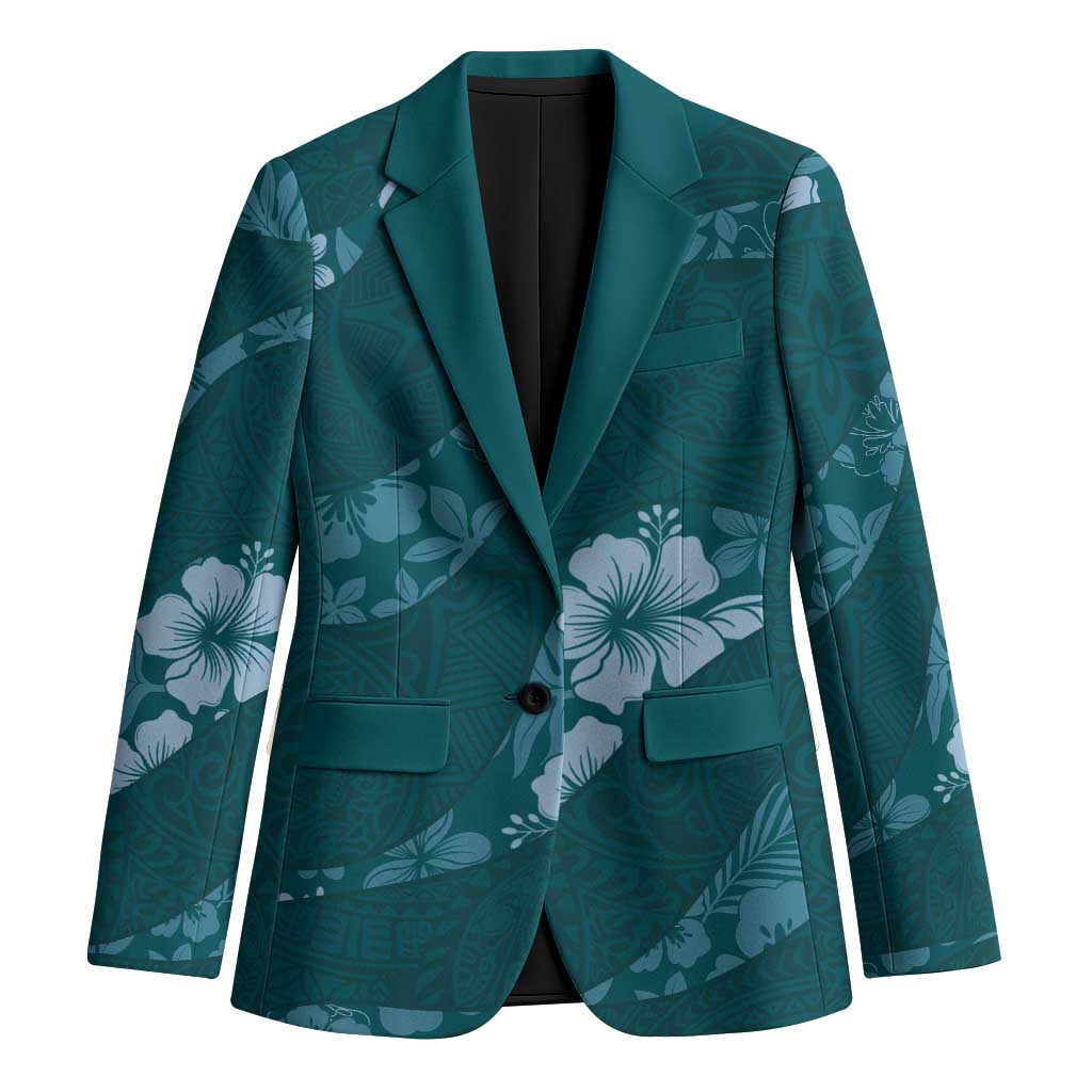 Aloha Hawaii Floral Tapa Blazer Patchwork Teal LT7 Unisex Teal - Polynesian Pride