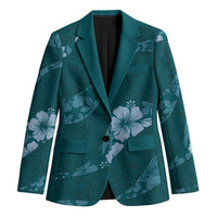 Aloha Hawaii Floral Tapa Blazer Patchwork Teal LT7 Unisex Teal - Polynesian Pride