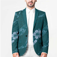 Aloha Hawaii Floral Tapa Blazer Patchwork Teal LT7 - Polynesian Pride
