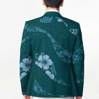 Aloha Hawaii Floral Tapa Blazer Patchwork Teal LT7 - Polynesian Pride