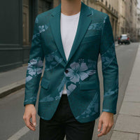 Aloha Hawaii Floral Tapa Blazer Patchwork Teal LT7 - Polynesian Pride