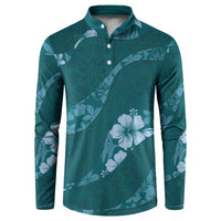 Aloha Hawaii Floral Tapa Button Sweatshirt Patchwork Teal LT7 Teal - Polynesian Pride
