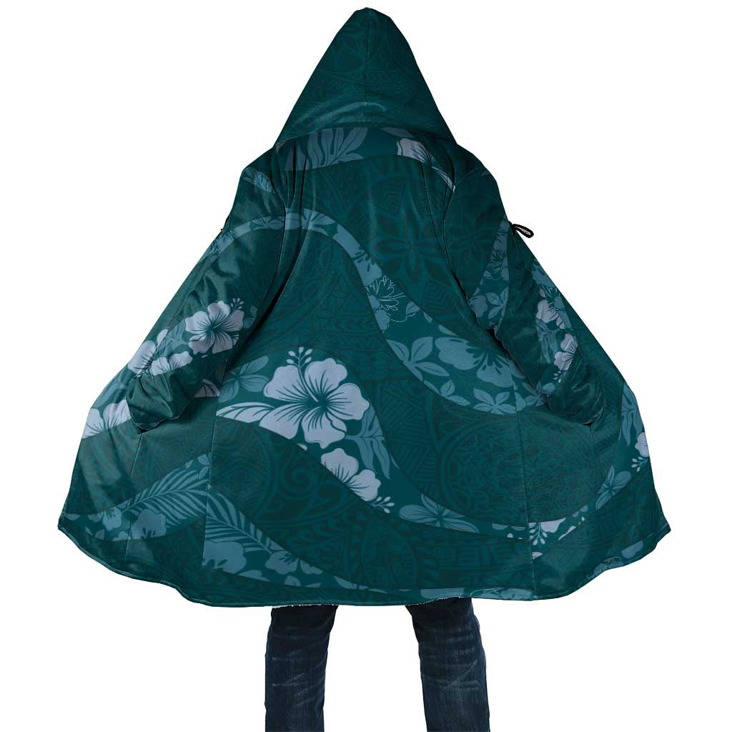 Aloha Hawaii Floral Tapa Cloak Patchwork Teal LT7 Unisex Teal - Polynesian Pride
