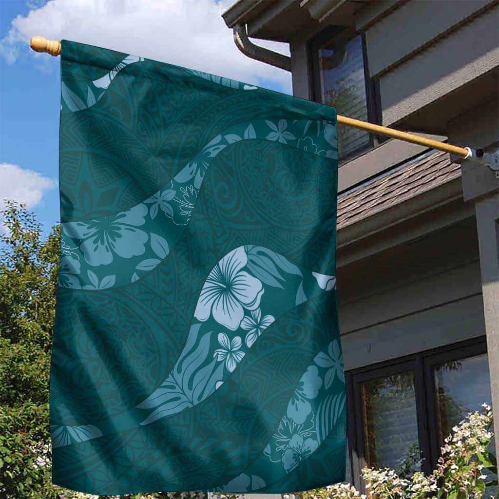 Aloha Hawaii Floral Tapa Garden Flag Patchwork Teal LT7 - Polynesian Pride