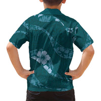 Aloha Hawaii Floral Tapa Kid Hawaiian Shirt Patchwork Teal LT7 - Polynesian Pride