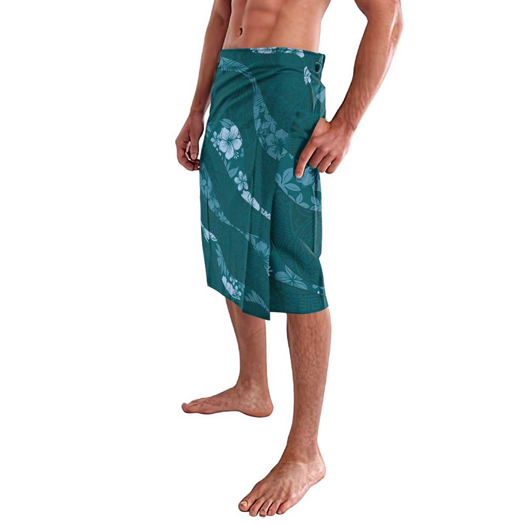 Aloha Hawaii Floral Tapa Lavalava Patchwork Teal LT7 - Polynesian Pride