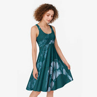 Aloha Hawaii Floral Tapa Midi Dress Patchwork Teal LT7 - Polynesian Pride