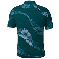 Aloha Hawaii Floral Tapa Polo Shirt Patchwork Teal LT7 - Polynesian Pride
