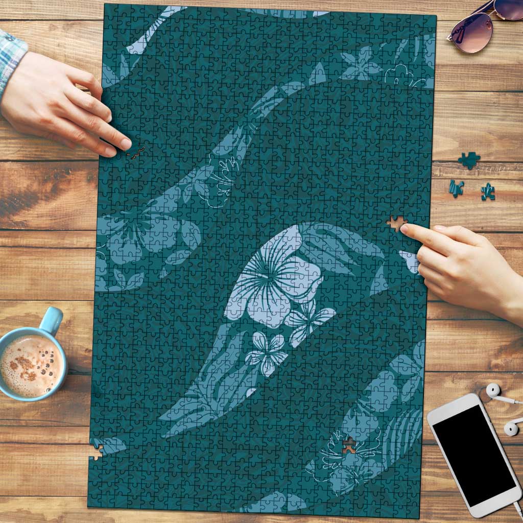 Aloha Hawaii Floral Tapa Puzzle Patchwork Teal LT7 Teal - Polynesian Pride