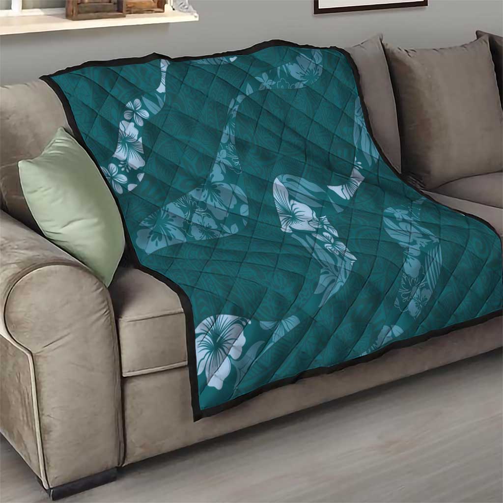 Aloha Hawaii Floral Tapa Quilt Patchwork Teal LT7 - Polynesian Pride