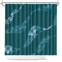 Aloha Hawaii Floral Tapa Shower Curtain Patchwork Teal LT7 Teal - Polynesian Pride
