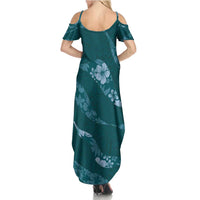 Aloha Hawaii Floral Tapa Summer Maxi Dress Patchwork Teal LT7 - Polynesian Pride