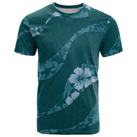Aloha Hawaii Floral Tapa T Shirt Patchwork Teal LT7 Teal - Polynesian Pride