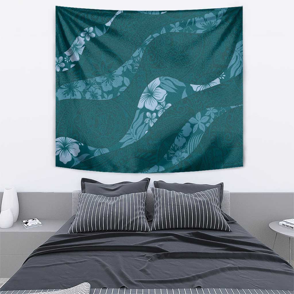 Aloha Hawaii Floral Tapa Tapestry Patchwork Teal LT7 - Polynesian Pride