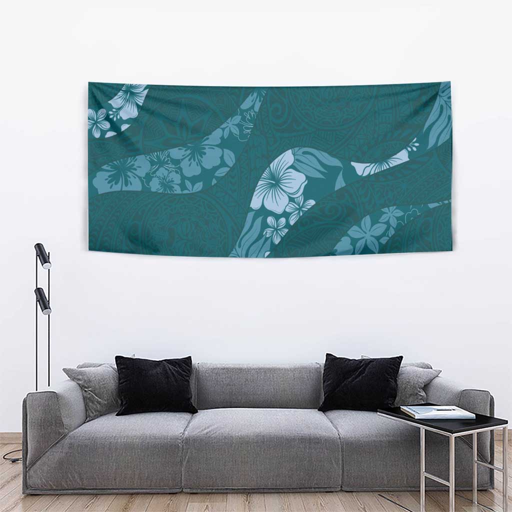 Aloha Hawaii Floral Tapa Tapestry Patchwork Teal LT7 - Polynesian Pride