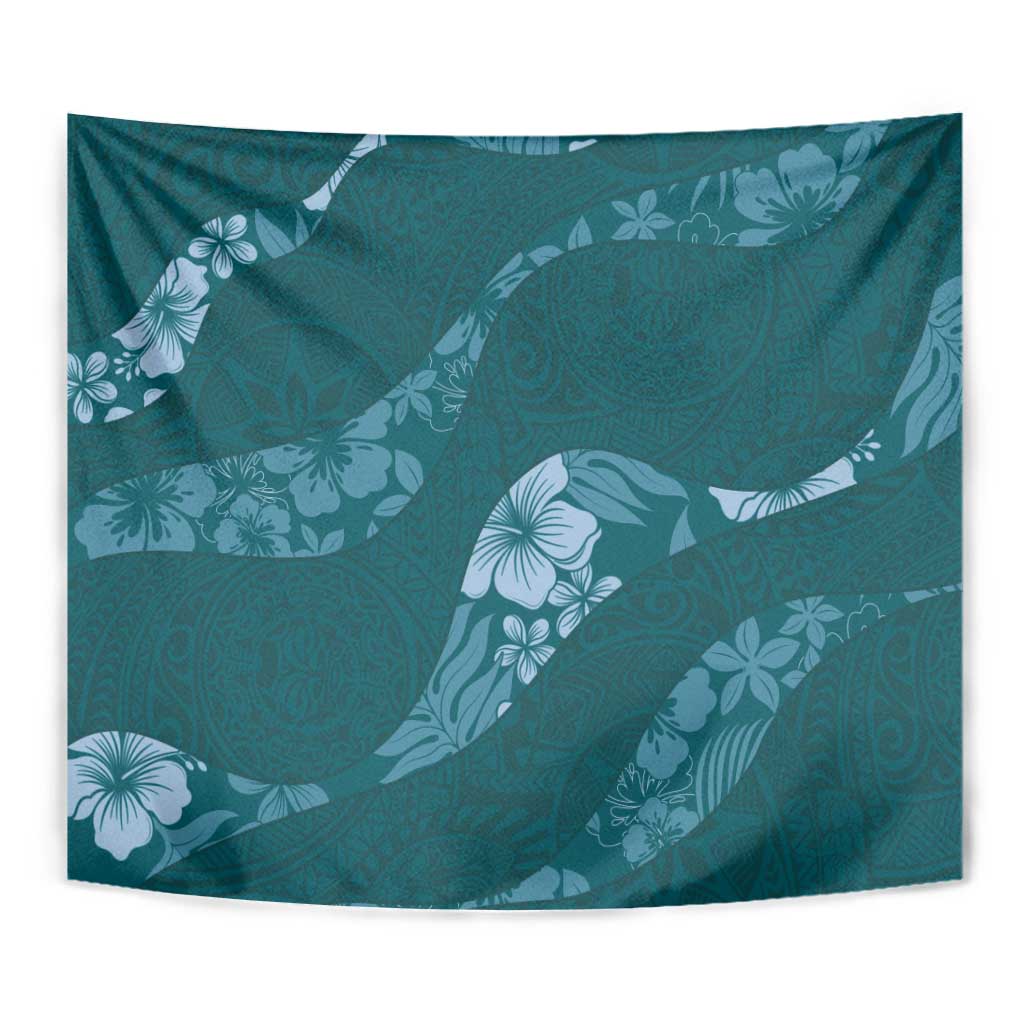 Aloha Hawaii Floral Tapa Tapestry Patchwork Teal LT7 - Polynesian Pride